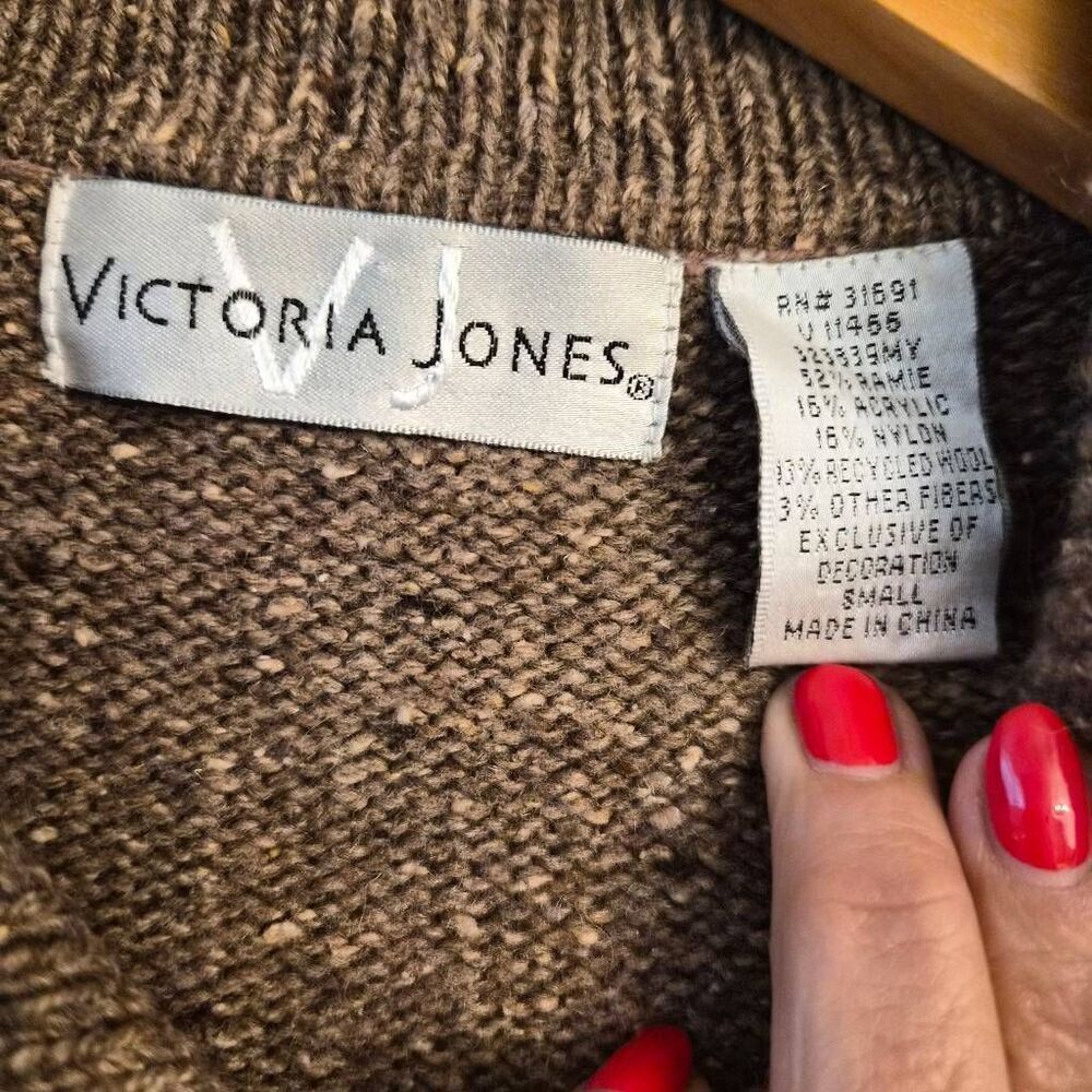 Vintage Victoria Jones Zippered Christmas X-Mas Holiday Cardigan Ugly Sweater - Picture 5 of 5